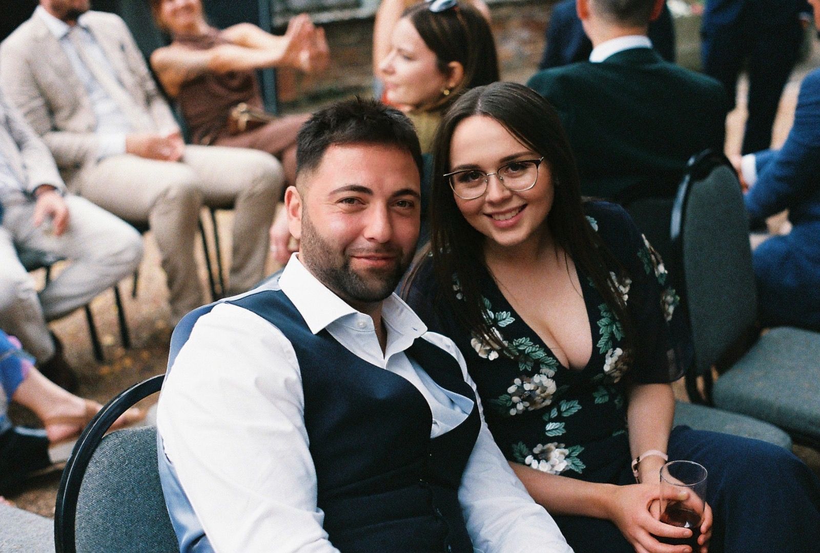 Adem and Fran together at a wedding